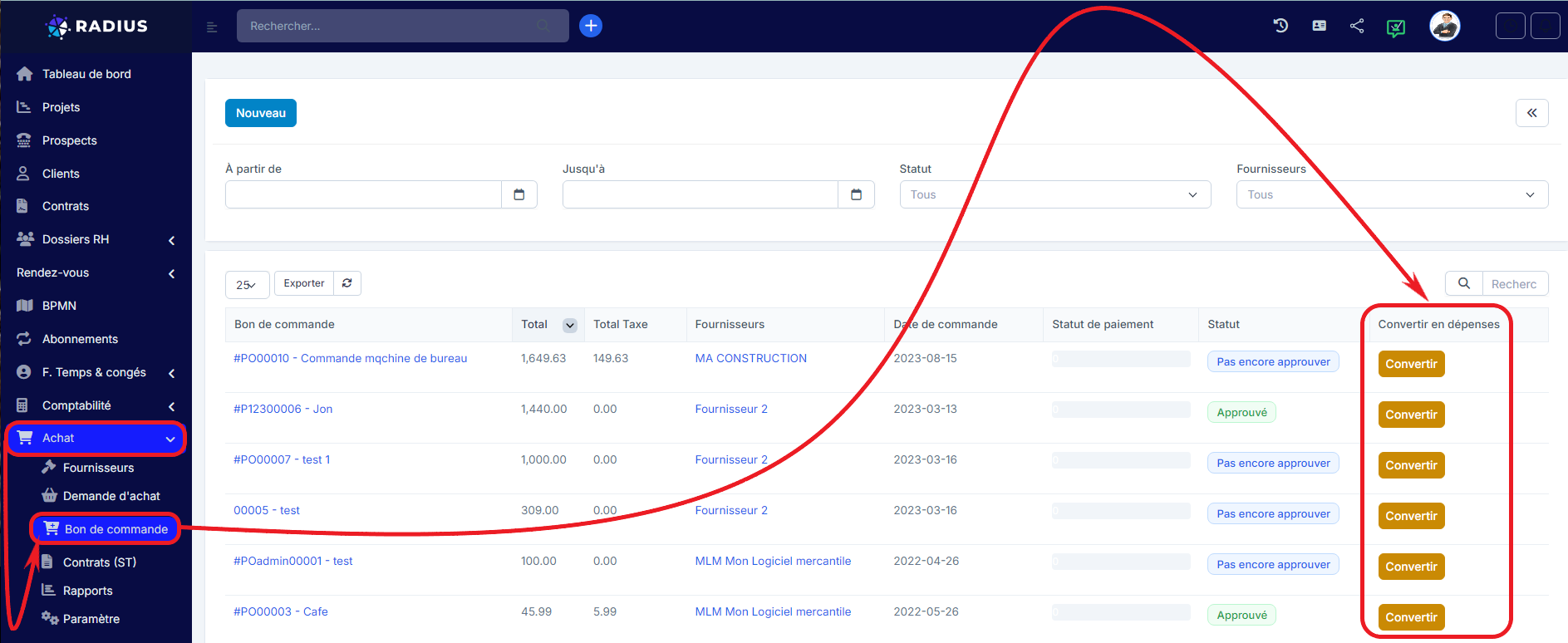 Convert purchase order fr 0