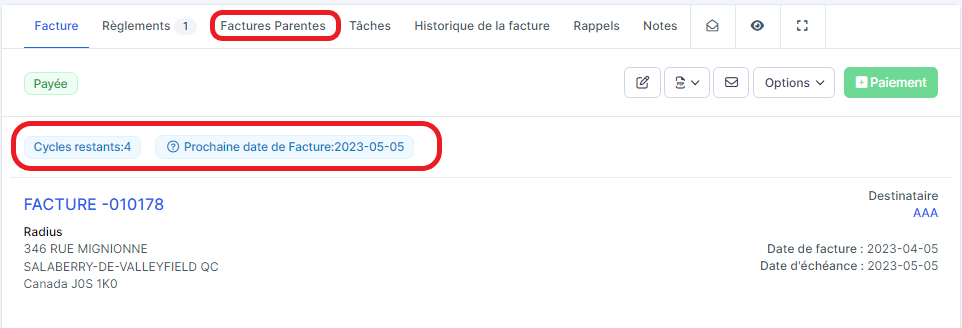 Facture recurrente 2