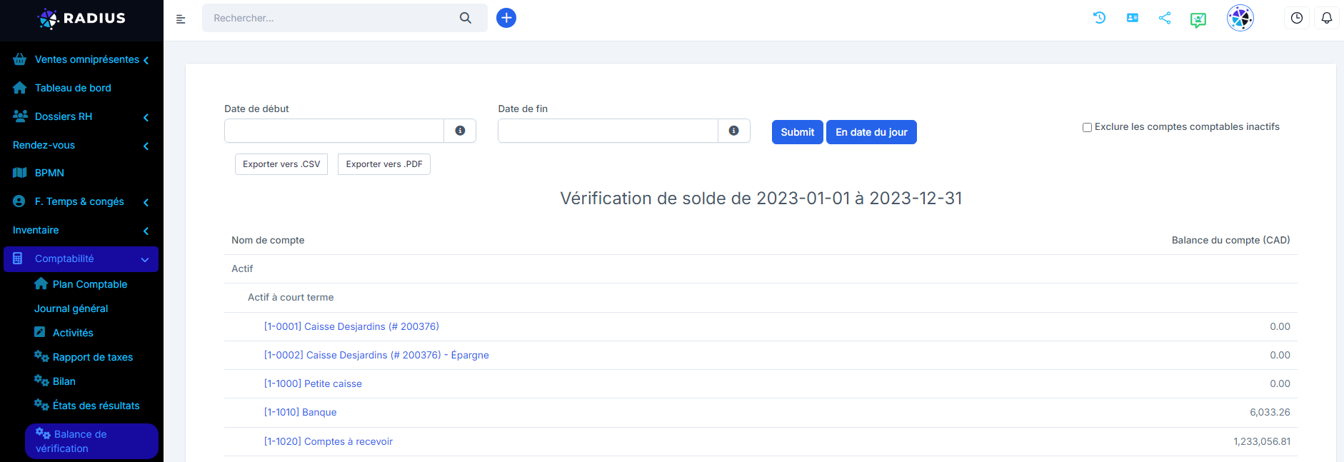 Balance de verification 0