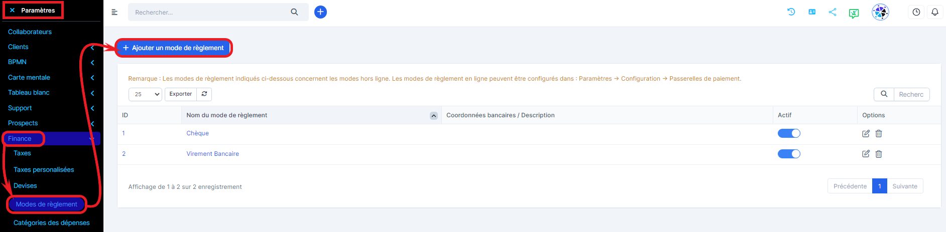 Modes de reglement 0