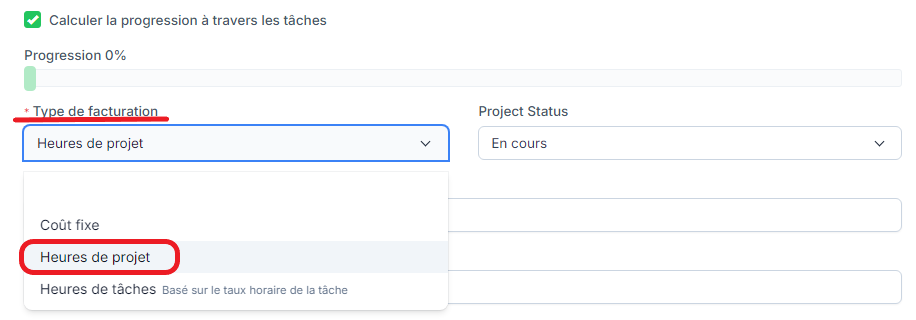 Project hours fr 0