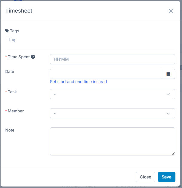 Project timesheet ang 5